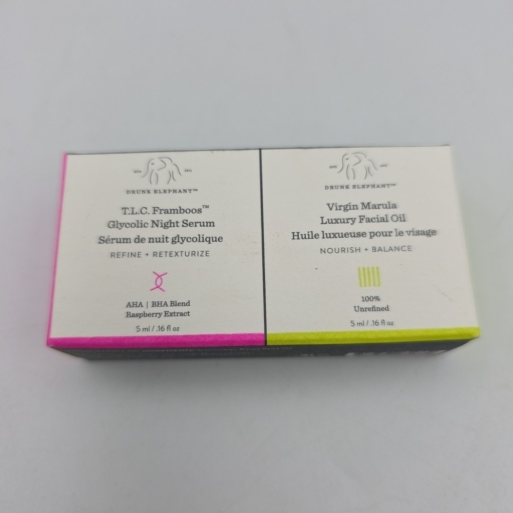 Drunk Elephant T.L.C. Framboos Serum and Virgin Marula Oil Duo - Travel Size